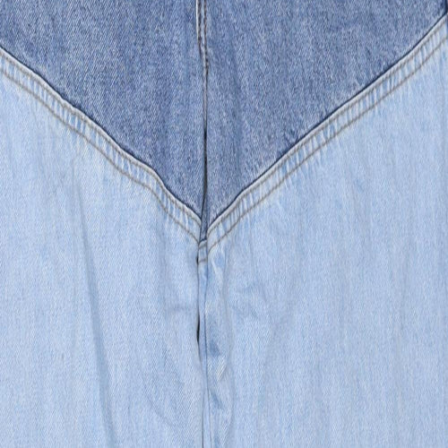 Pull&Bear Womens Blue Cotton Straight Jeans Size 12 Regular Zip - Distressed Hems