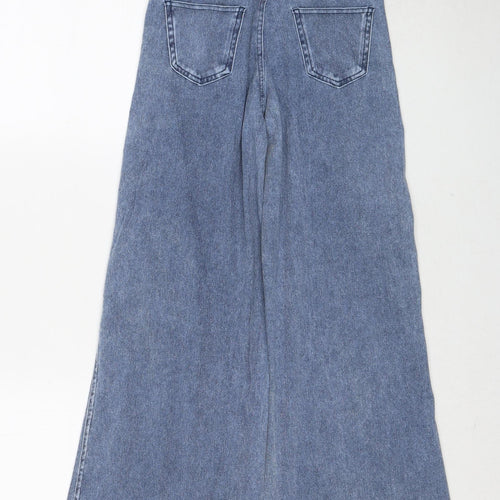 H&M Girls Blue Polyester Wide-Leg Jeans Size 10-11 Years Regular Pullover - Butterfly