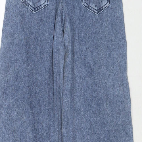 H&M Girls Blue Polyester Wide-Leg Jeans Size 10-11 Years Regular Pullover - Butterfly