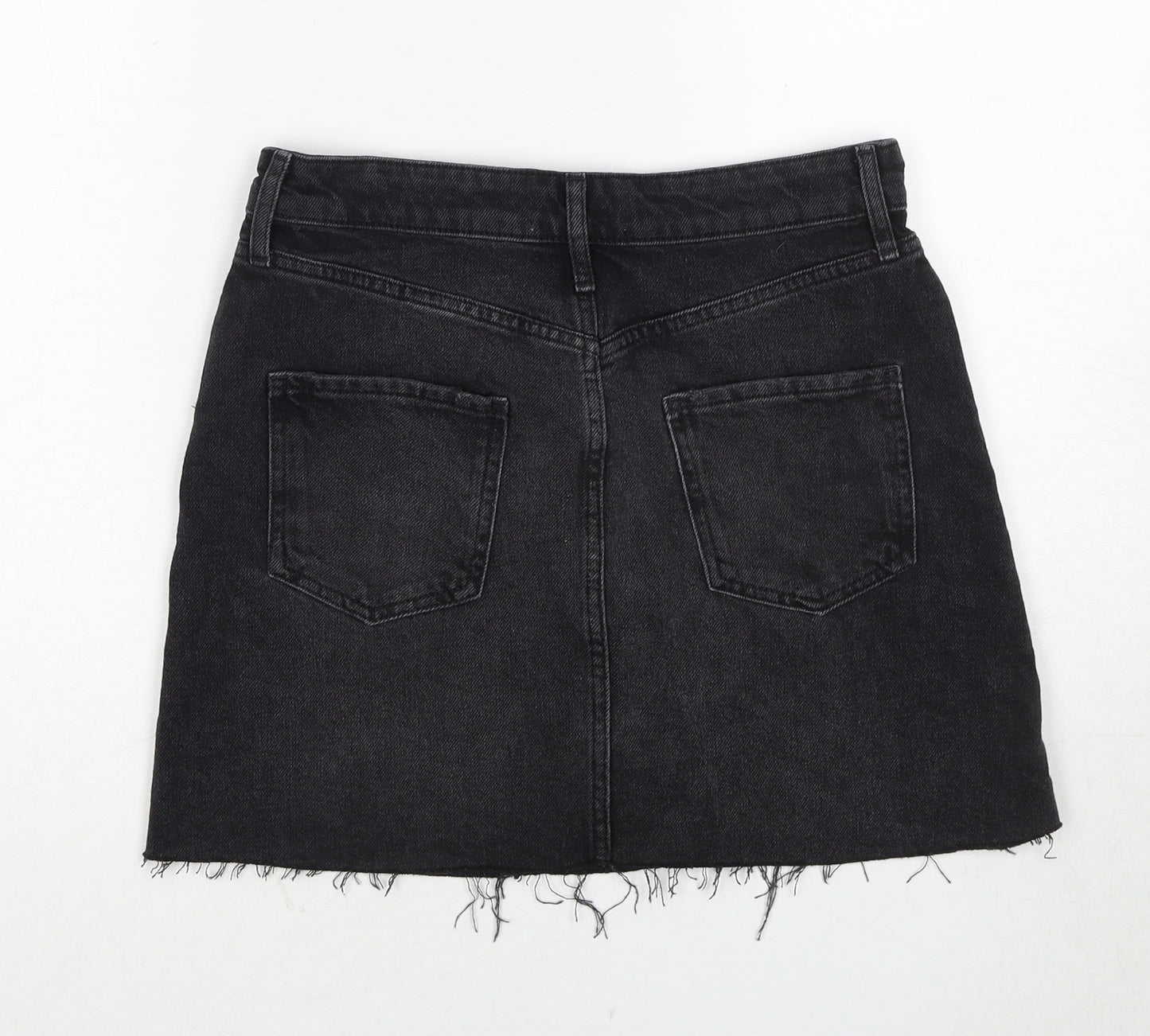 Miss Selfridge Womens Black Cotton A-Line Skirt Size 8 Zip