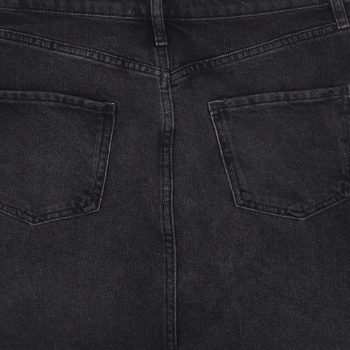 Miss Selfridge Womens Black Cotton A-Line Skirt Size 8 Zip