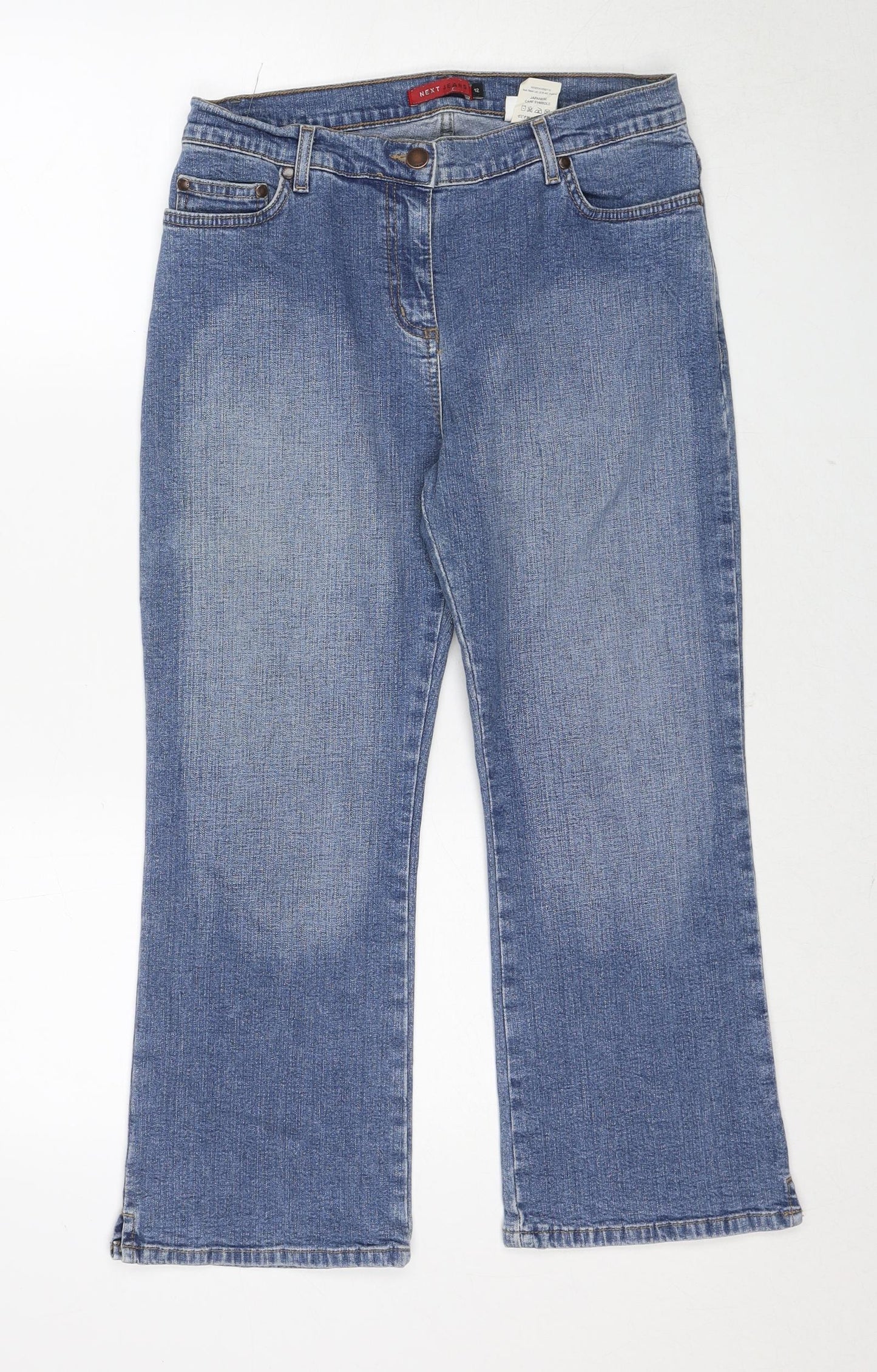 NEXT Womens Blue Cotton Bootcut Jeans Size 12 Regular Zip
