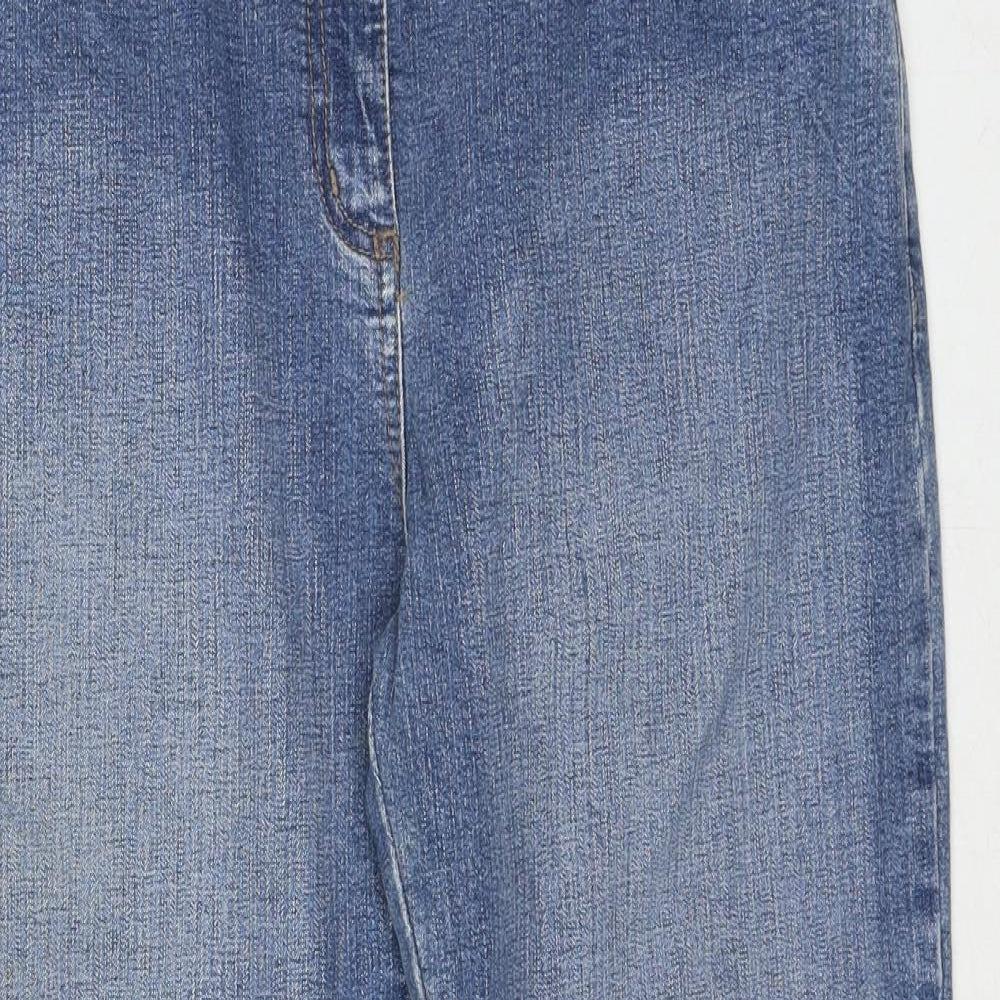 NEXT Womens Blue Cotton Bootcut Jeans Size 12 Regular Zip