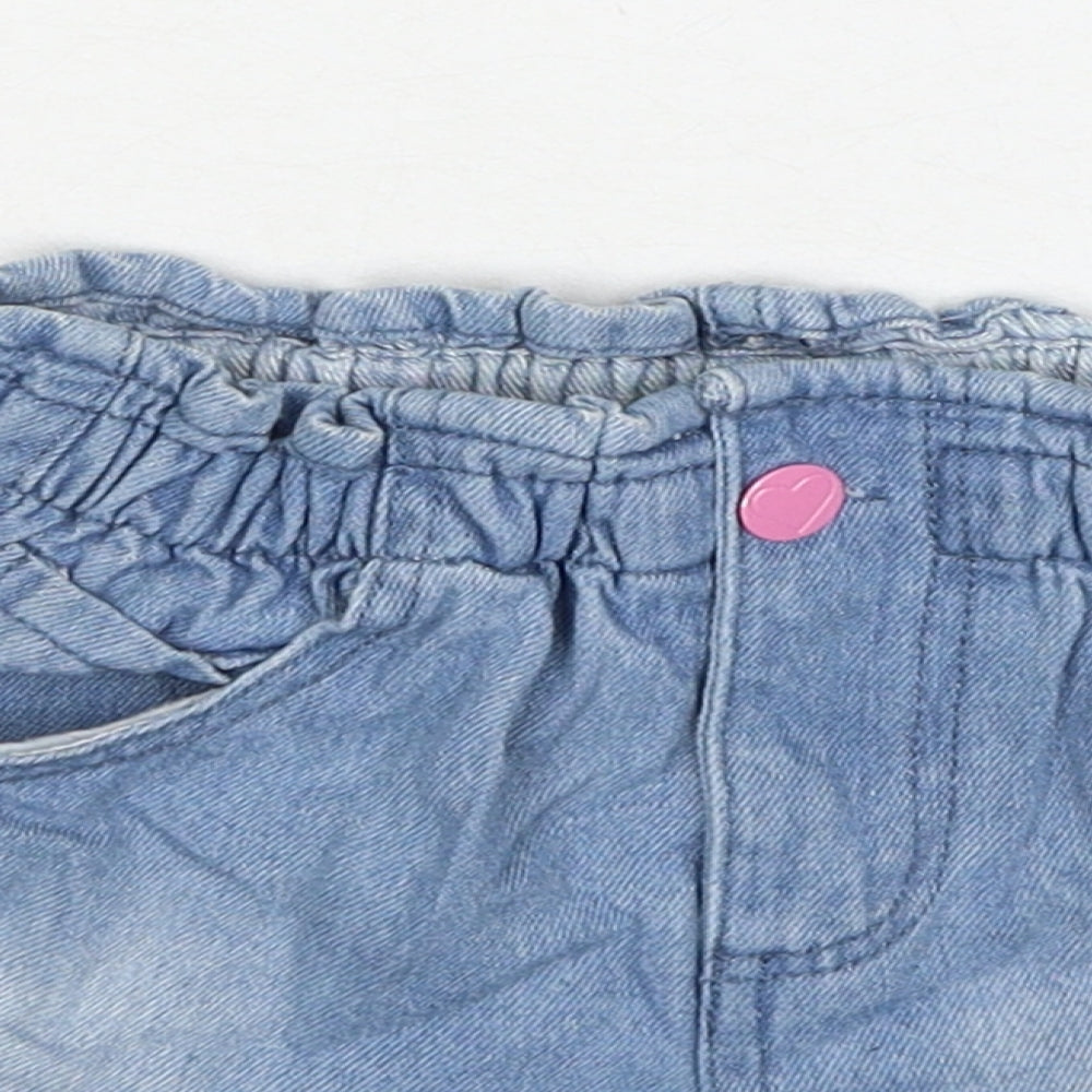 Disney Girls Blue Cotton Boyfriend Shorts Size 8-9 Years Regular Zip - Minnie Mouse