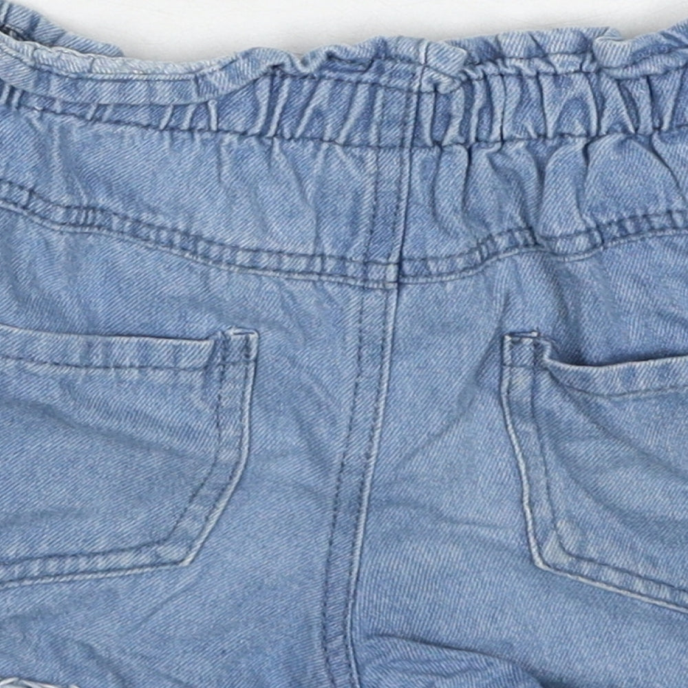 Disney Girls Blue Cotton Boyfriend Shorts Size 8-9 Years Regular Zip - Minnie Mouse