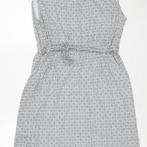 H&M Womens Grey Geometric Viscose A-Line Size L Round Neck Pullover
