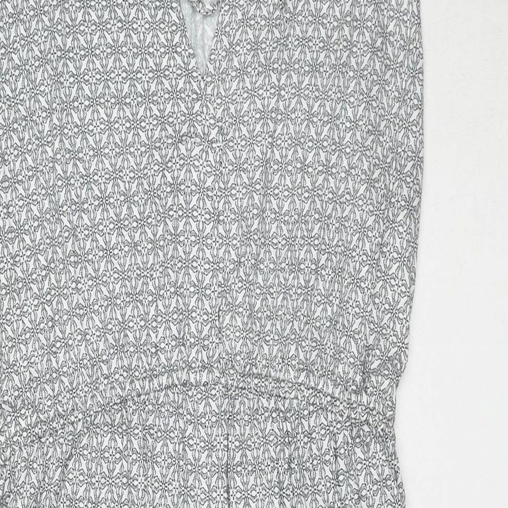 H&M Womens Grey Geometric Viscose A-Line Size L Round Neck Pullover