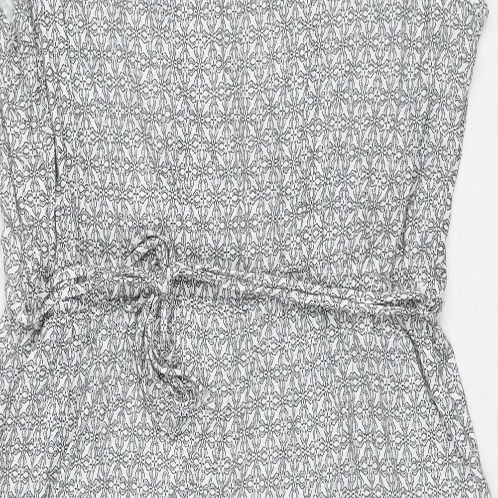 H&M Womens Grey Geometric Viscose A-Line Size L Round Neck Pullover