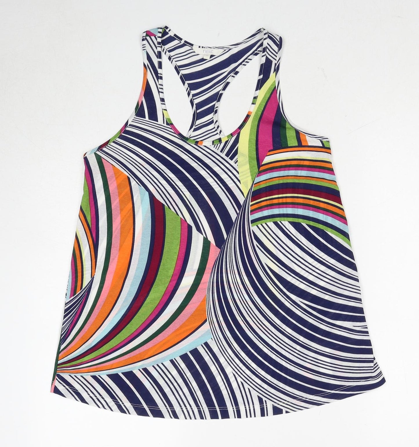 NEXT Womens Multicoloured Geometric Polyester Basic Tank Size 8 Scoop Neck