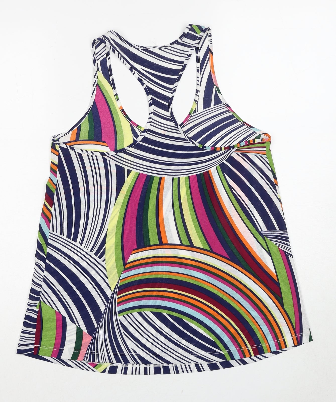 NEXT Womens Multicoloured Geometric Polyester Basic Tank Size 8 Scoop Neck