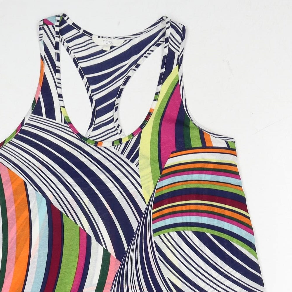 NEXT Womens Multicoloured Geometric Polyester Basic Tank Size 8 Scoop Neck