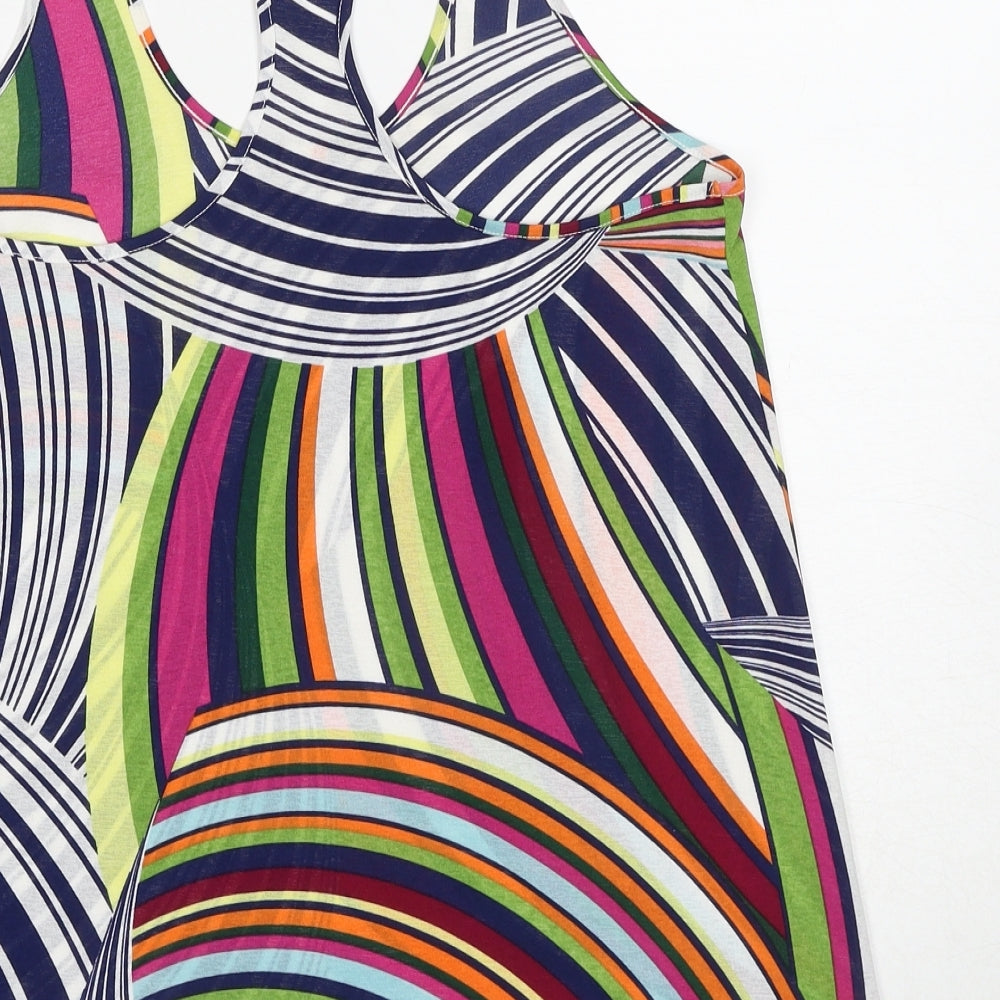 NEXT Womens Multicoloured Geometric Polyester Basic Tank Size 8 Scoop Neck