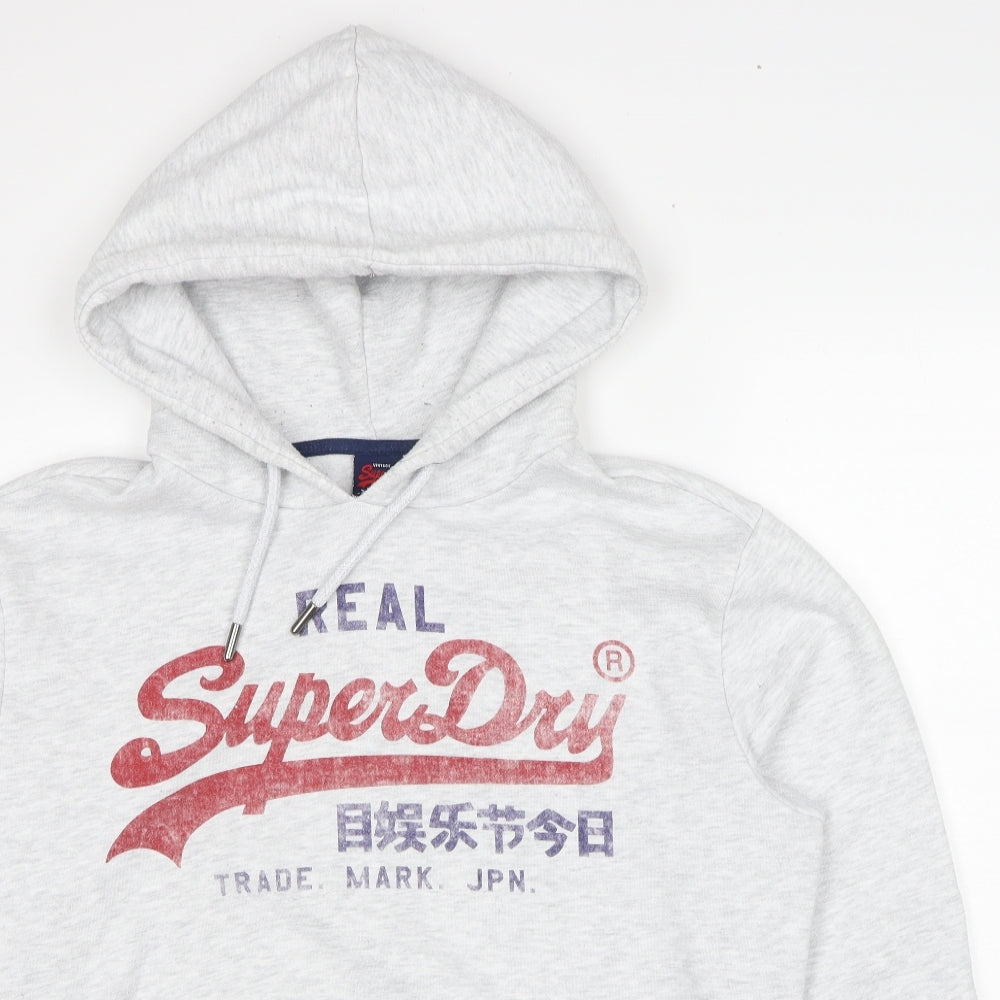 Superdry Mens Grey Cotton Pullover Hoodie Size XL