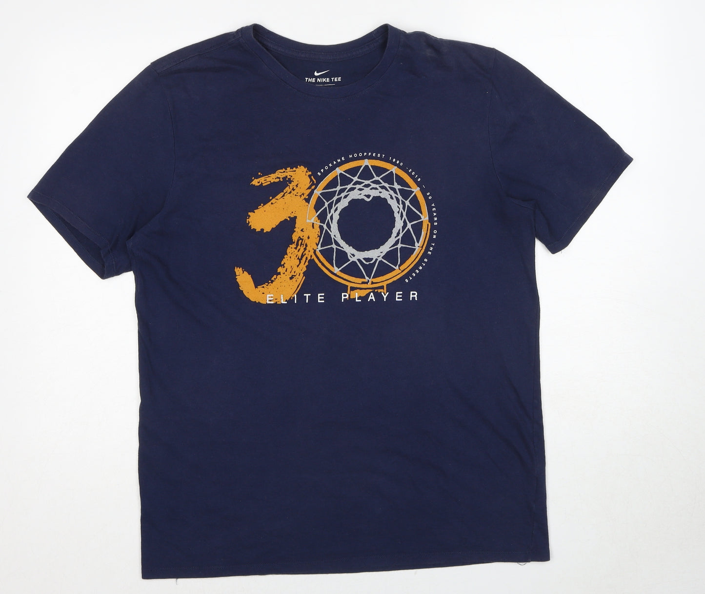 Nike Mens Blue Cotton T-Shirt Size L Round Neck