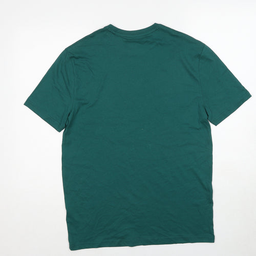 Marks and Spencer Mens Green Cotton T-Shirt Size S Round Neck - Christmas Gin-Gle all The Way