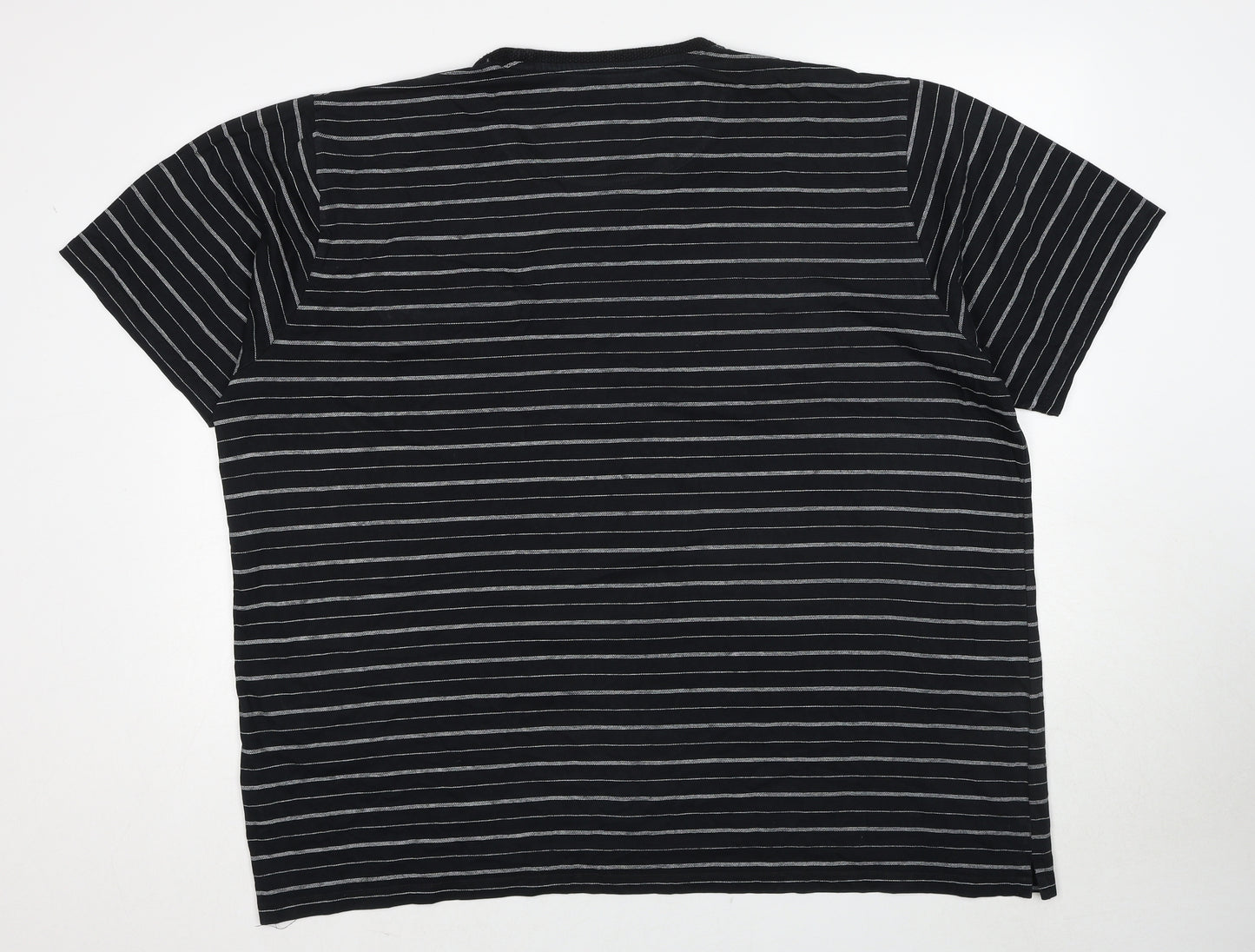 Jacamo Mens Black Striped Cotton T-Shirt Size 2XL Round Neck