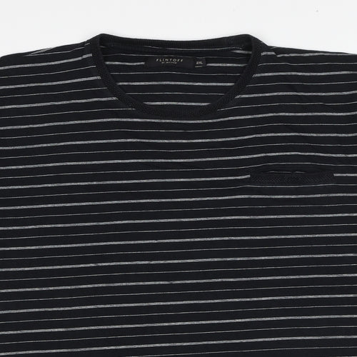 Jacamo Mens Black Striped Cotton T-Shirt Size 2XL Round Neck