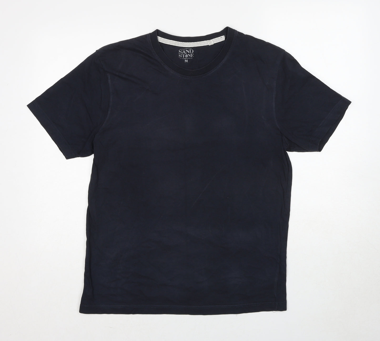 Sand Stone Womens Blue Cotton Basic T-Shirt Size M Round Neck