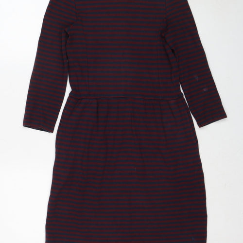 Jack Wills Womens Red Striped Viscose A-Line Size 8 Round Neck Zip