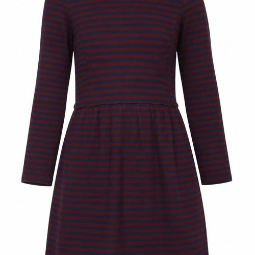 Jack Wills Womens Red Striped Viscose A-Line Size 8 Round Neck Zip
