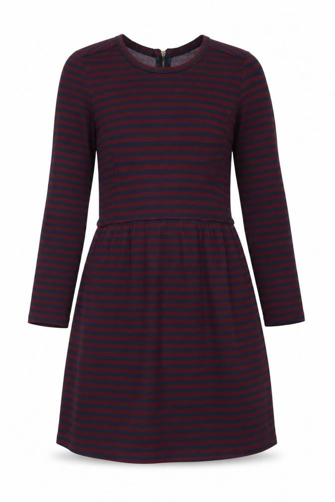 Jack Wills Womens Red Striped Viscose A-Line Size 8 Round Neck Zip
