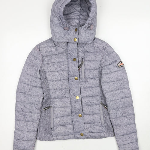 Superdry Womens Grey Puffer Jacket Jacket Size 8 Zip