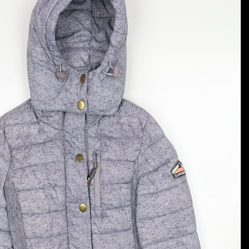 Superdry Womens Grey Puffer Jacket Jacket Size 8 Zip