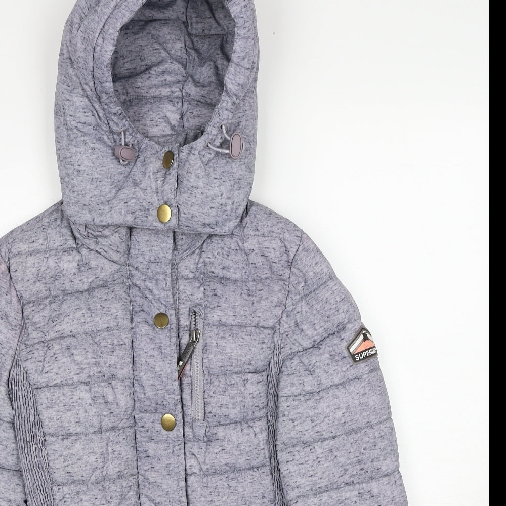 Superdry Womens Grey Puffer Jacket Jacket Size 8 Zip