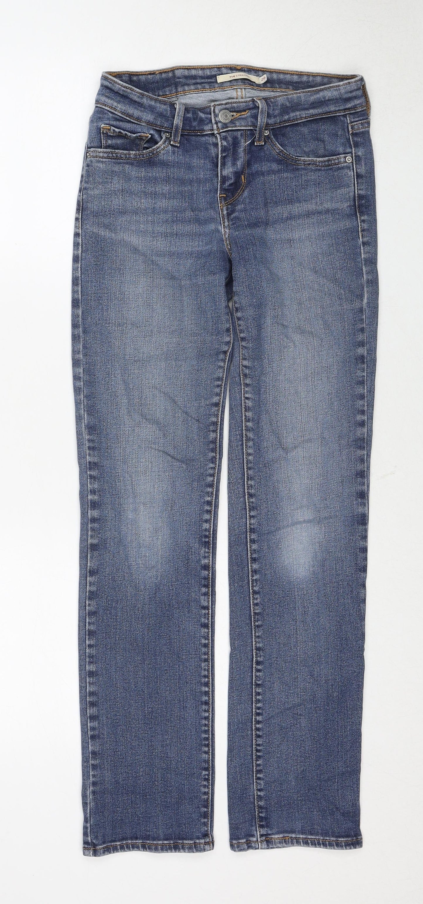 Levi's Womens Blue Cotton Straight Jeans Size 26 in L32 in Regular Zip