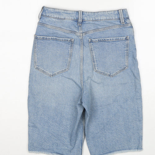 Marks and Spencer Womens Blue Cotton Bermuda Shorts Size 6 Regular Zip