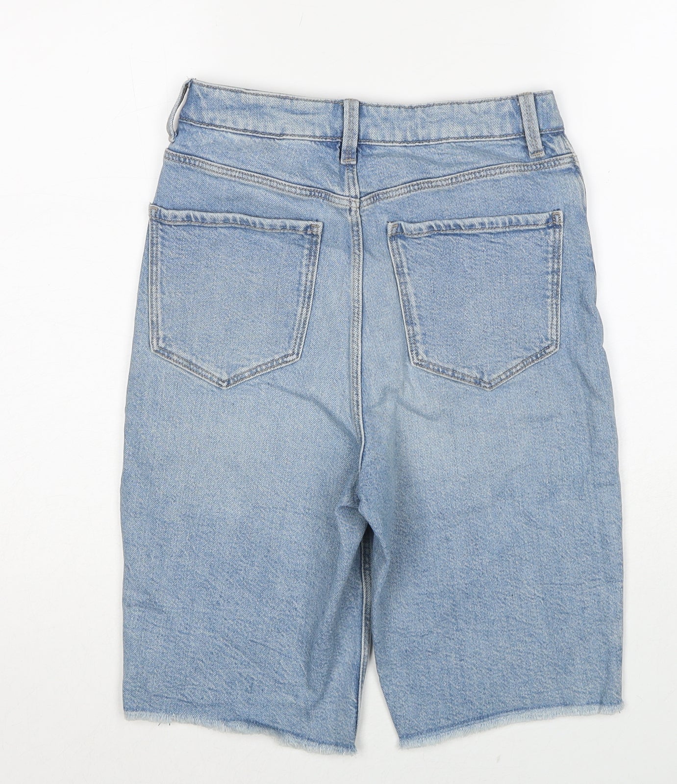 Marks and Spencer Womens Blue Cotton Bermuda Shorts Size 6 Regular Zip