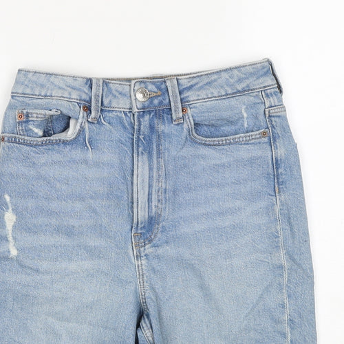 Marks and Spencer Womens Blue Cotton Bermuda Shorts Size 6 Regular Zip