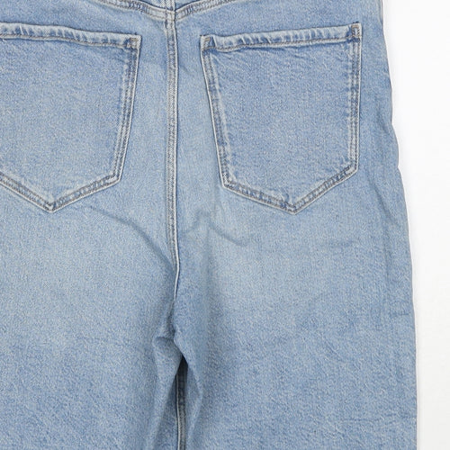 Marks and Spencer Womens Blue Cotton Bermuda Shorts Size 6 Regular Zip