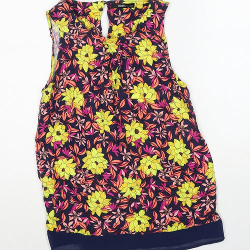 Oasis Womens Multicoloured Floral Viscose Basic Blouse Size 6 Round Neck