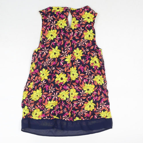 Oasis Womens Multicoloured Floral Viscose Basic Blouse Size 6 Round Neck