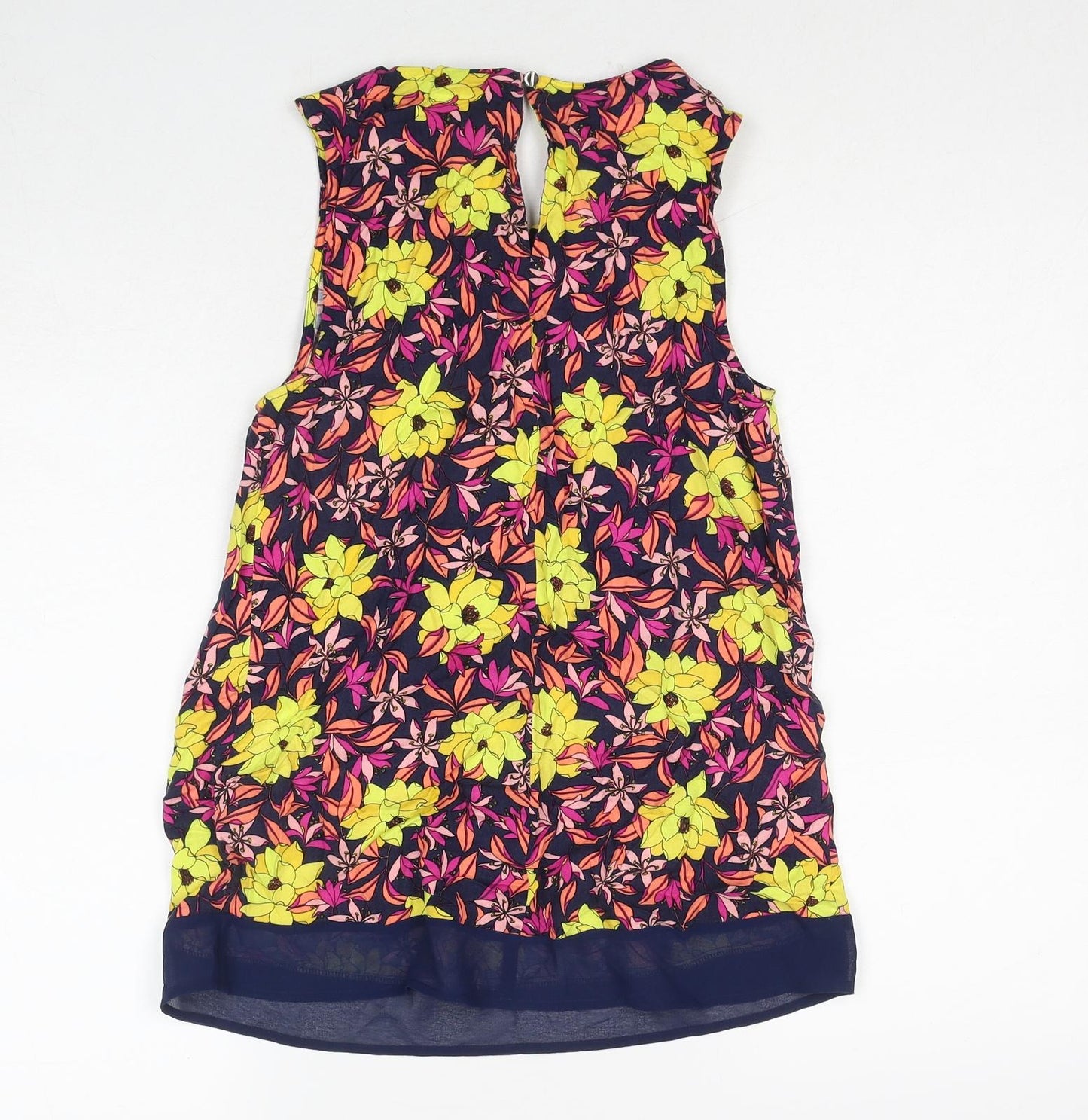 Oasis Womens Multicoloured Floral Viscose Basic Blouse Size 6 Round Neck