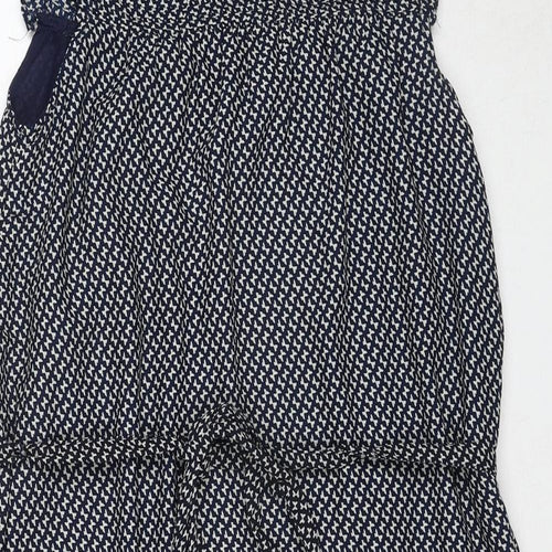 H&M Womens Black Geometric Polyester A-Line Size 10 Round Neck Zip