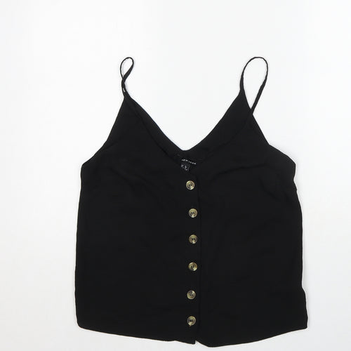 New Look Womens Black Polyester Basic Tank Size 8 V-Neck