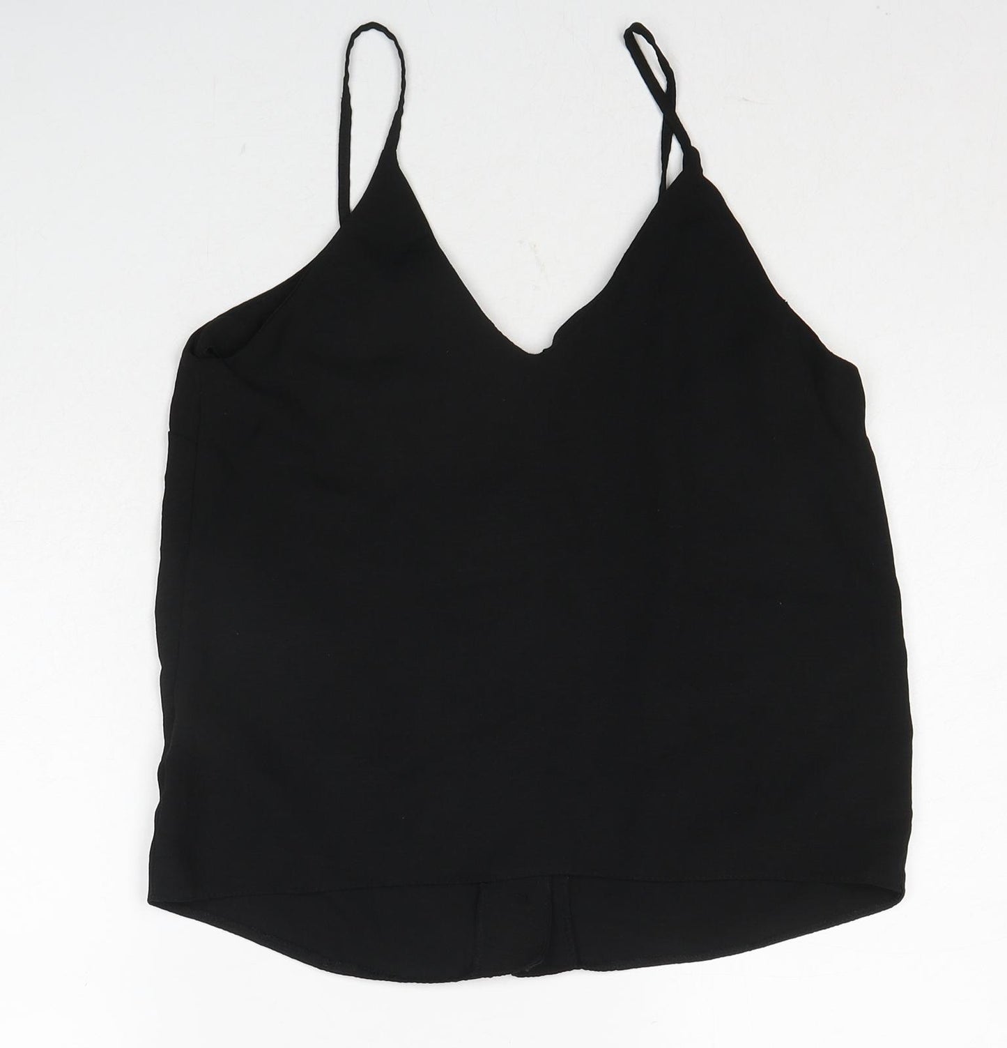 New Look Womens Black Polyester Basic Tank Size 8 V-Neck
