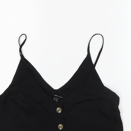 New Look Womens Black Polyester Basic Tank Size 8 V-Neck