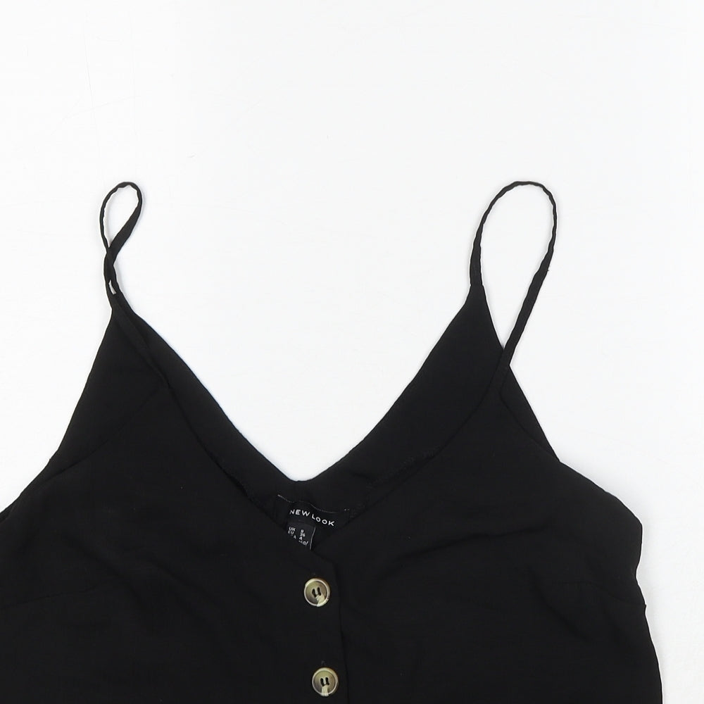New Look Womens Black Polyester Basic Tank Size 8 V-Neck