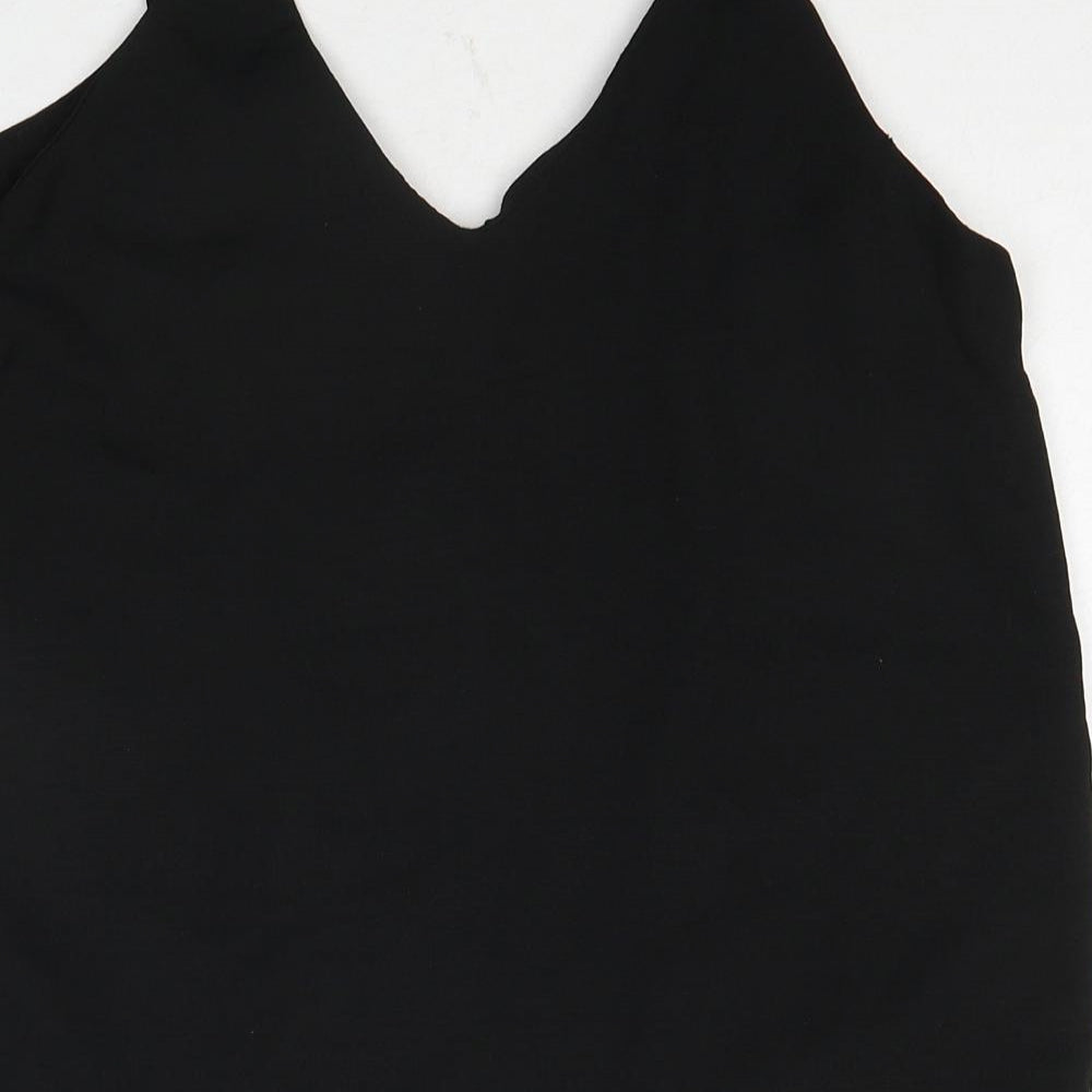 New Look Womens Black Polyester Basic Tank Size 8 V-Neck