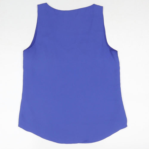 Oasis Womens Blue Polyester Basic Tank Size 10 V-Neck