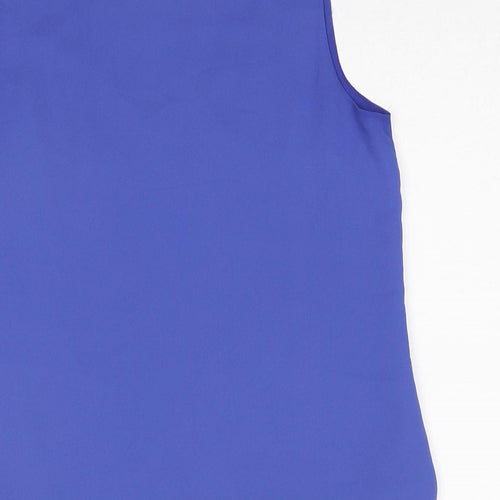 Oasis Womens Blue Polyester Basic Tank Size 10 V-Neck