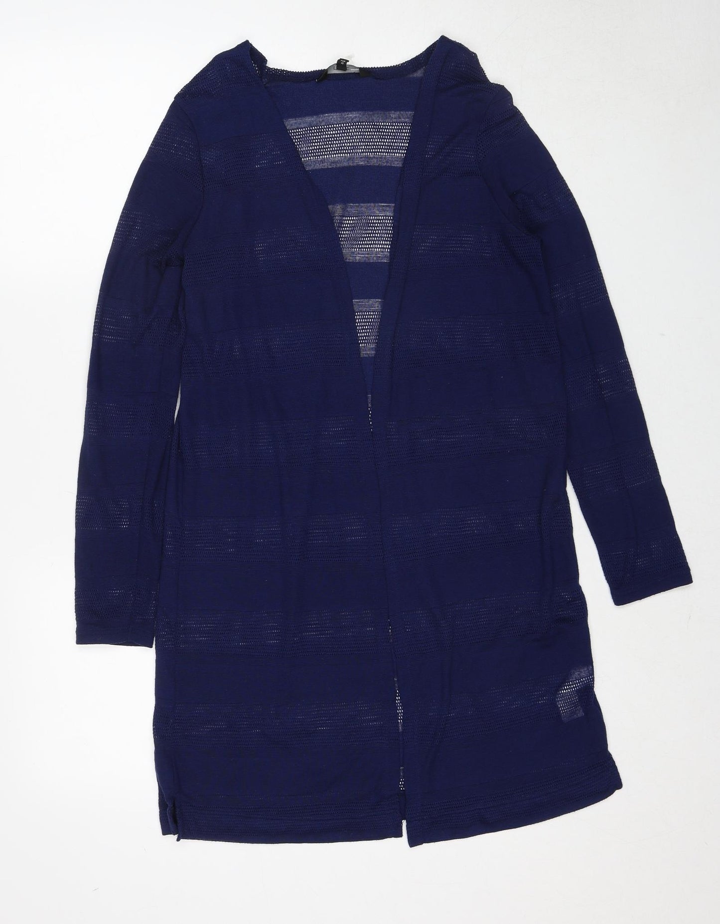 NEXT Womens Blue V-Neck Striped Polyester Cardigan Jumper Size 14