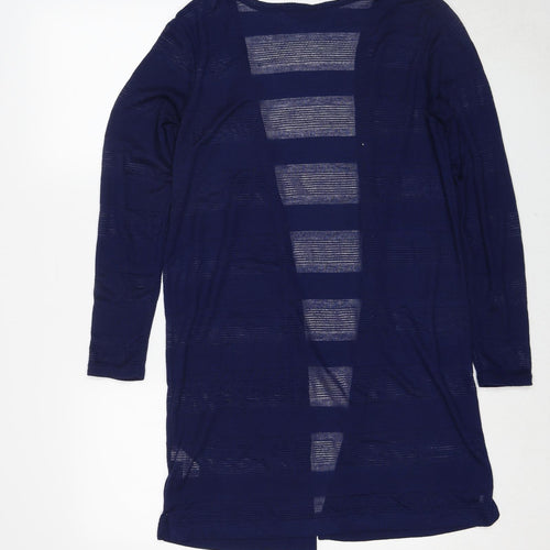 NEXT Womens Blue V-Neck Striped Polyester Cardigan Jumper Size 14