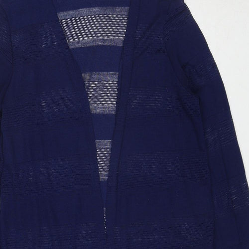 NEXT Womens Blue V-Neck Striped Polyester Cardigan Jumper Size 14