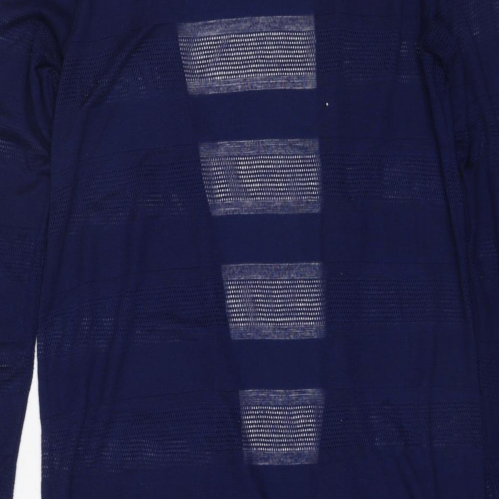 NEXT Womens Blue V-Neck Striped Polyester Cardigan Jumper Size 14