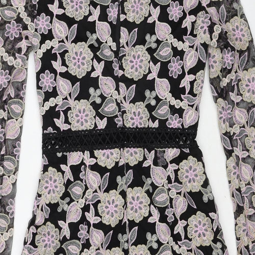 True Decadence Womens Multicoloured Floral Polyester Fit & Flare Size 8 Round Neck Zip