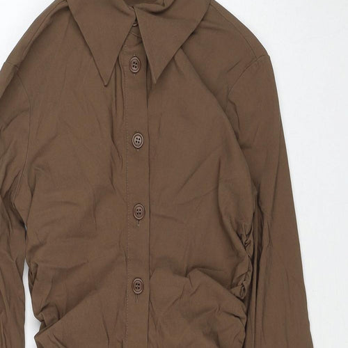 Zara Womens Brown Viscose Shirt Dress Size XS Collared Button
